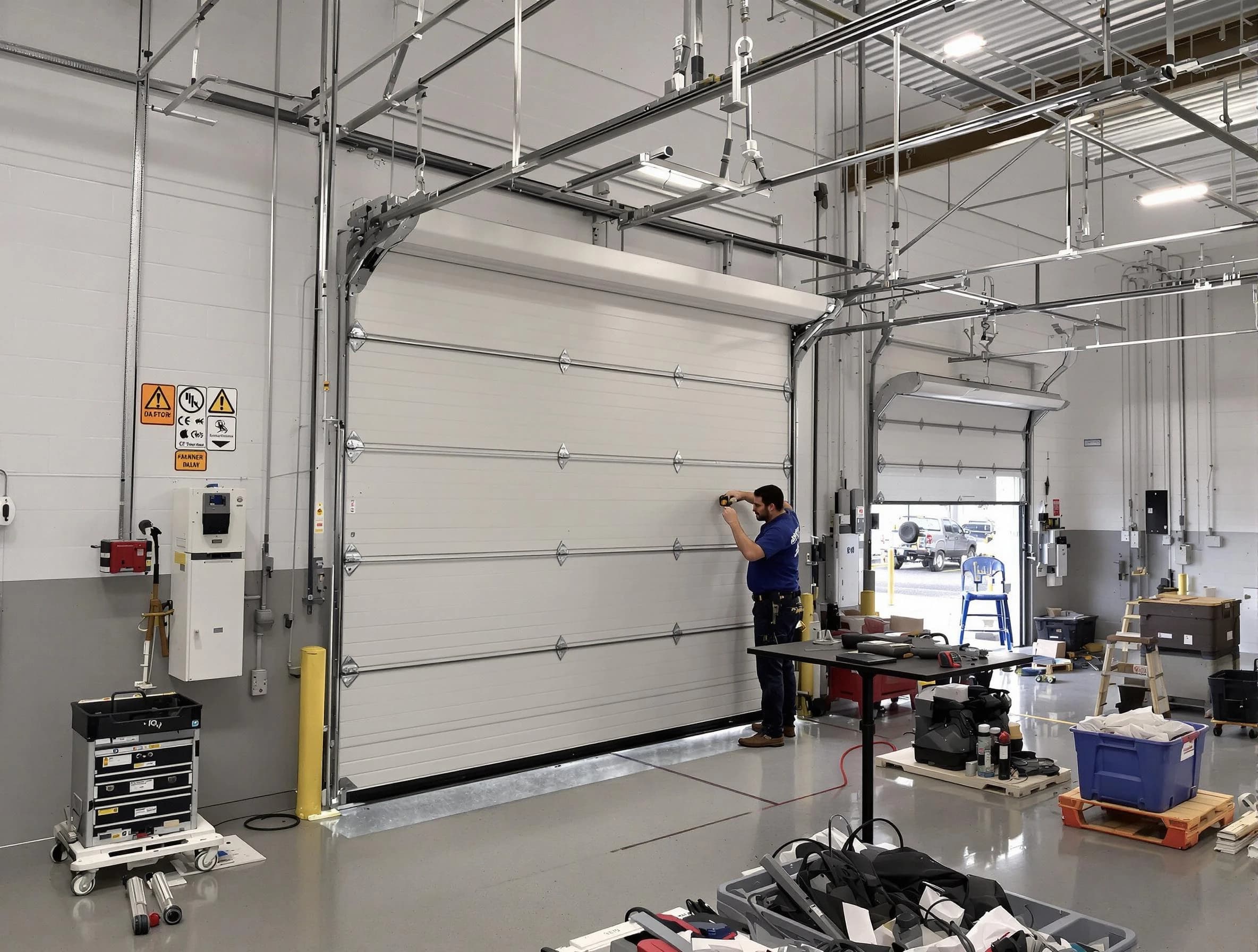Commercial garage door repair being performed by Chartiers Garage Door Repair expert in Chartiers