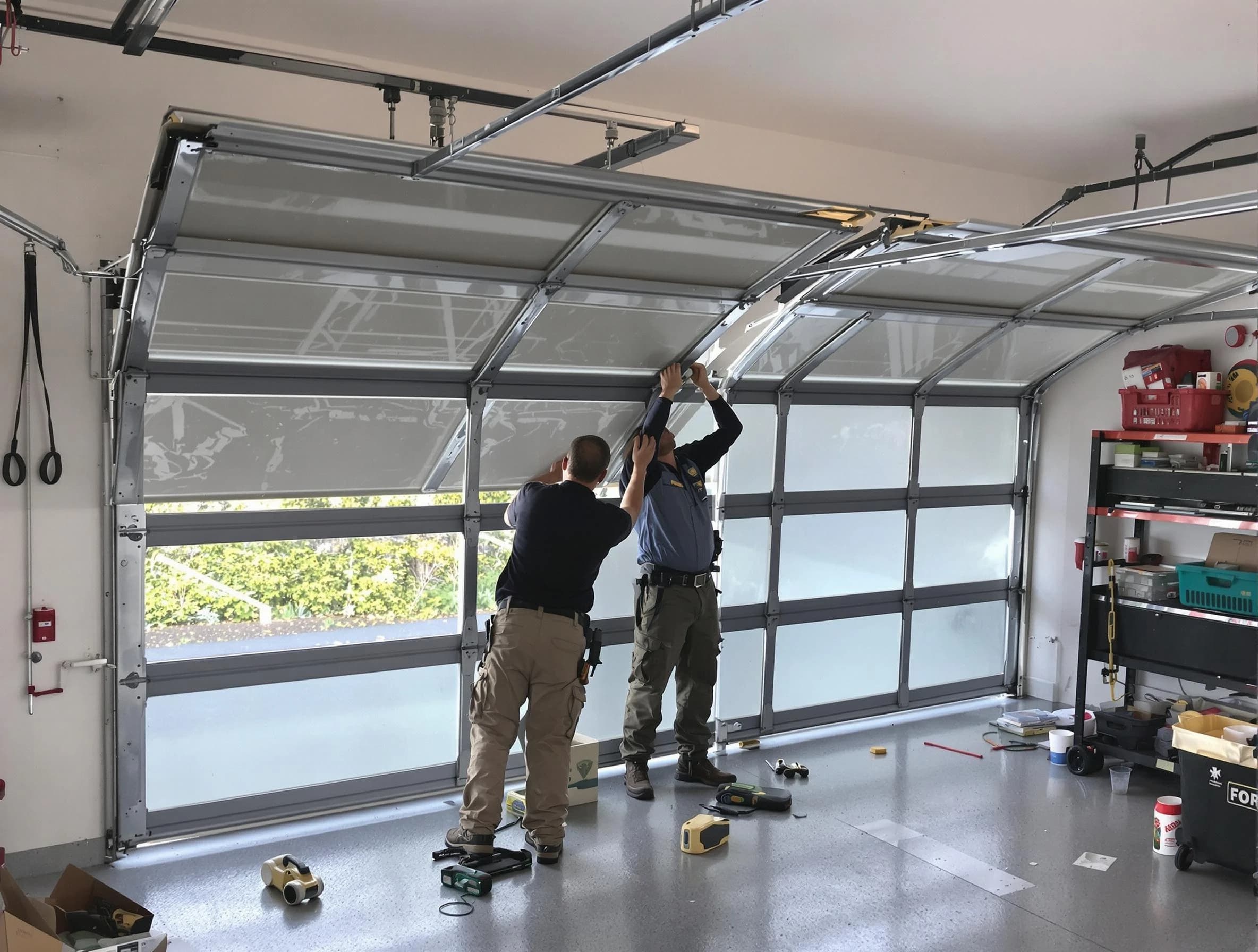 Chartiers Garage Door Repair expert performing precise panel replacement on Chartiers garage door