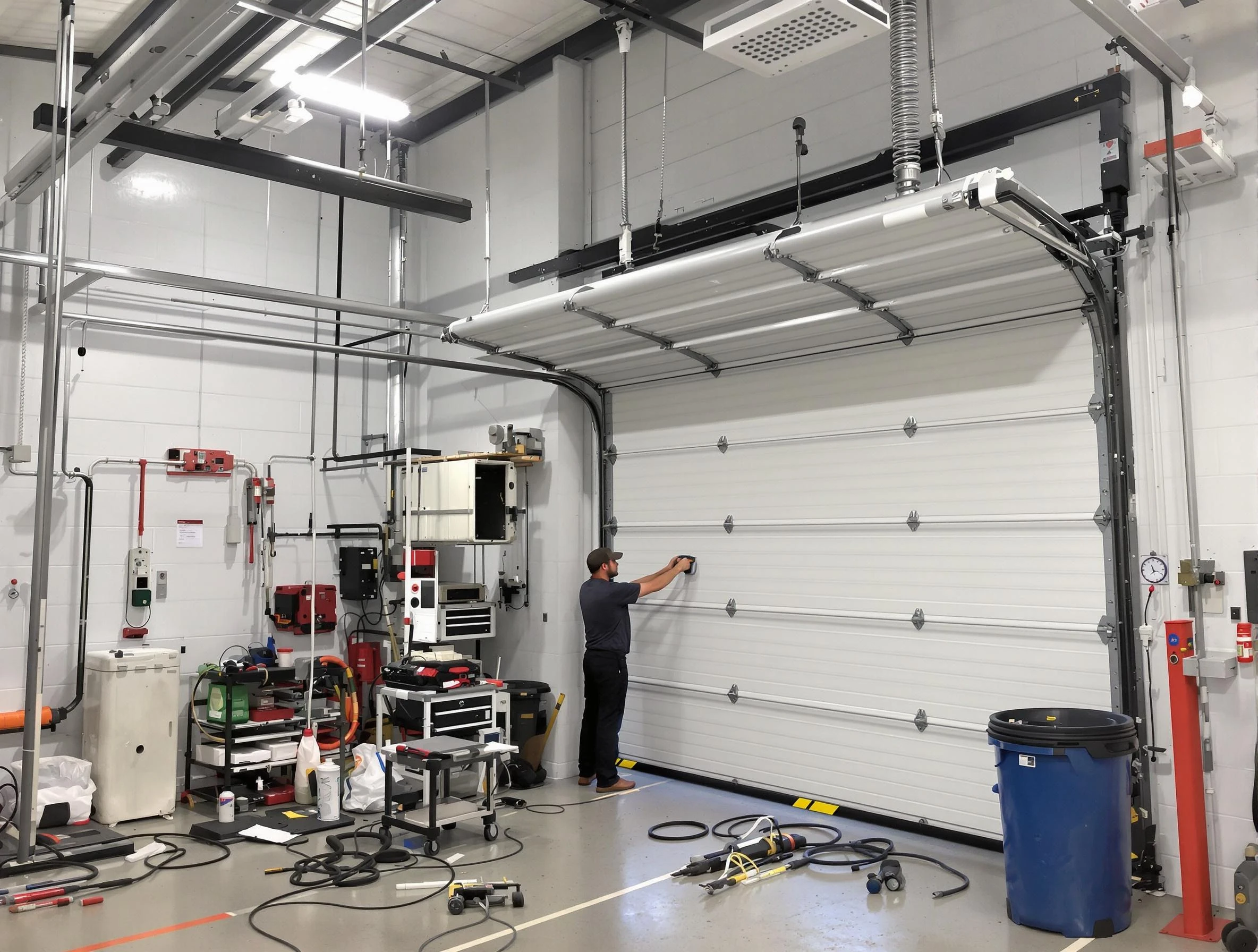 Chartiers Garage Door Repair certified technician performing commercial door repair at a Chartiers business facility