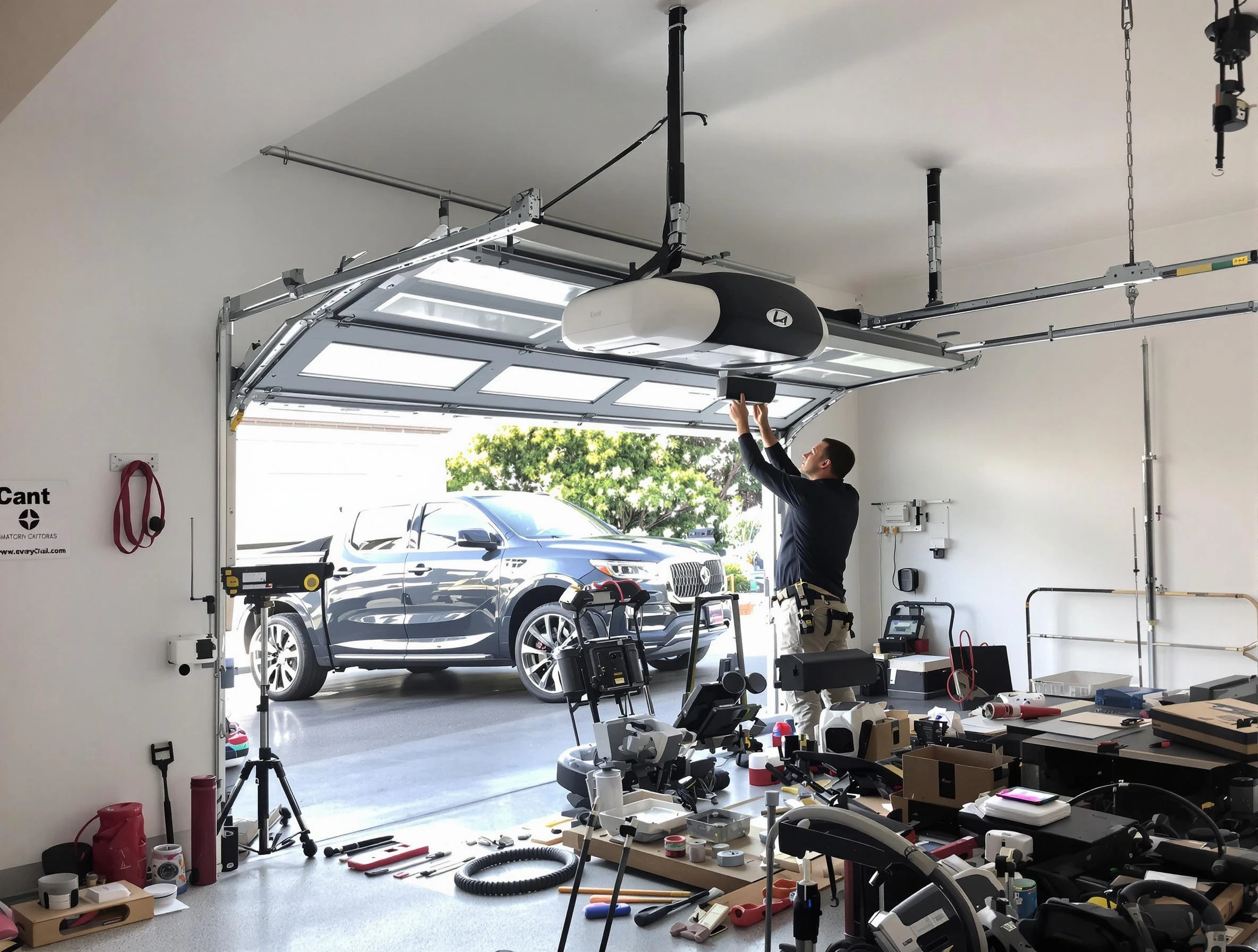 Chartiers Garage Door Repair specialist installing smart garage door opener system in Chartiers home