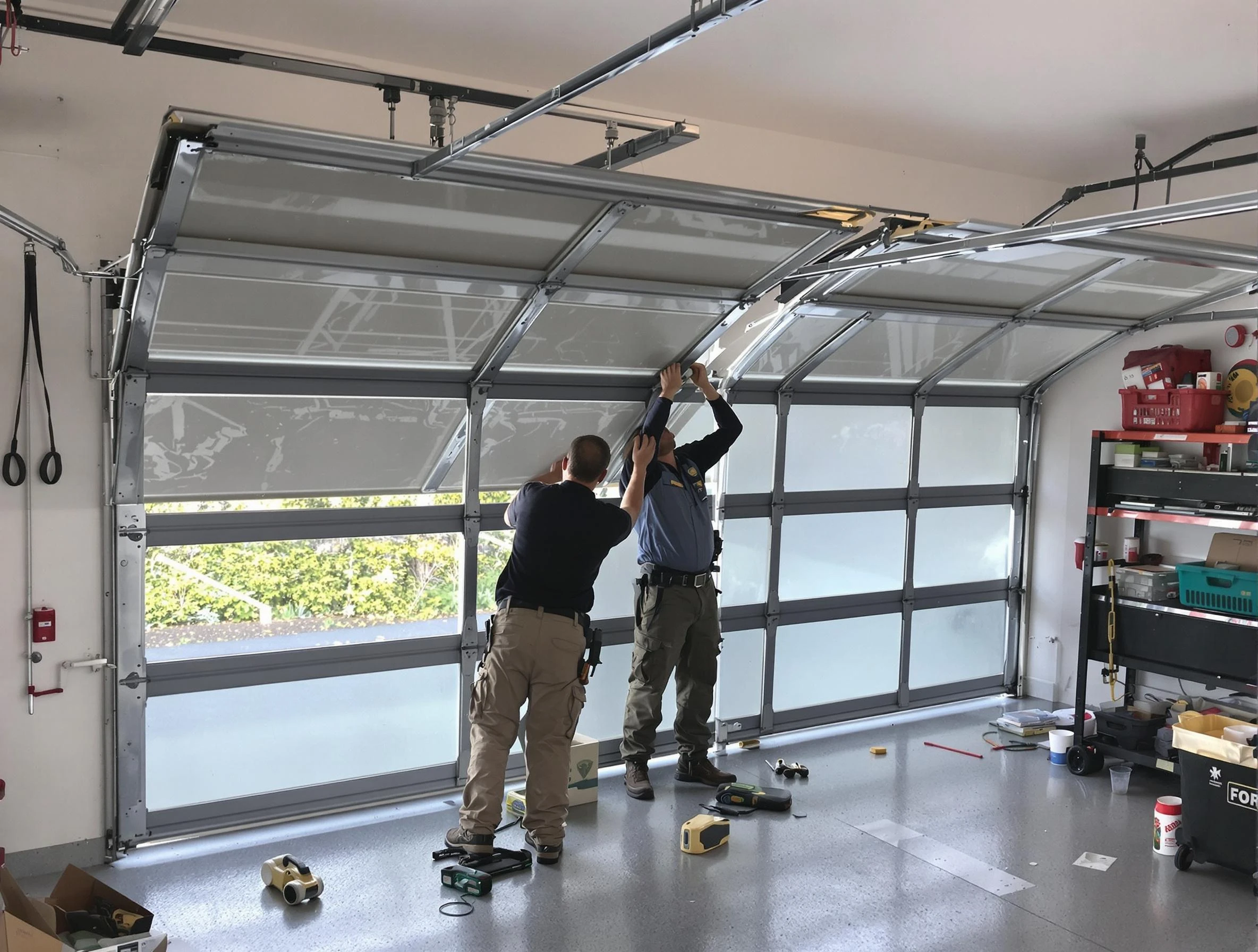 Chartiers Garage Door Repair expert performing precise panel replacement on Chartiers garage door