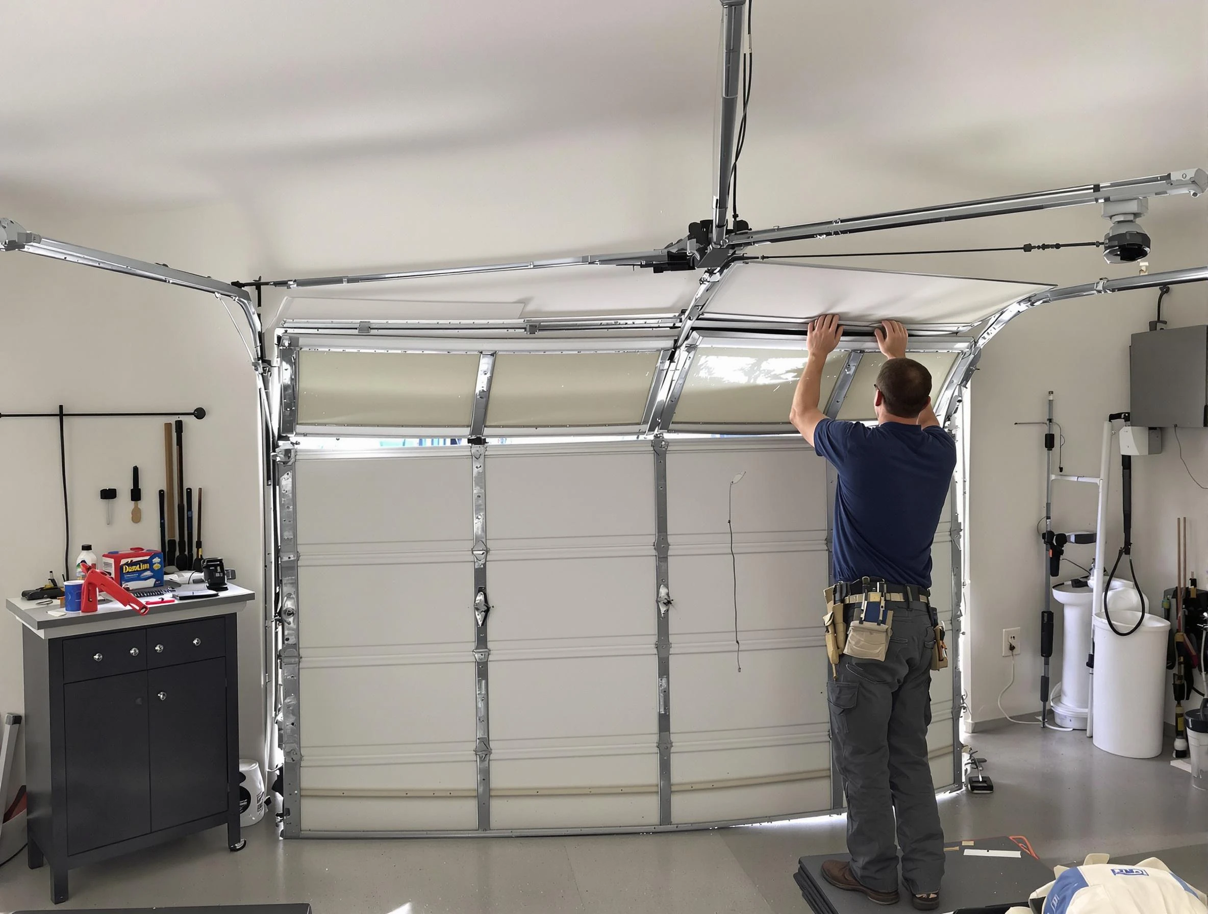 Chartiers Garage Door Repair specialist performing precise section replacement on Chartiers garage door